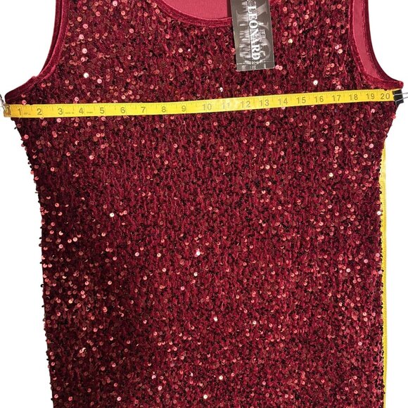 Sleeveless Deep Wine Sequin Party Dress Size XL By Nina Leonard - Picture 10 of 13